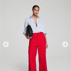 Spanx Cropped Red Wide-Leg Pants, Regular length, Medium